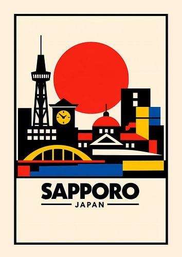 Sapporo Bauhaus Poster - Minimalistische Stadskunst