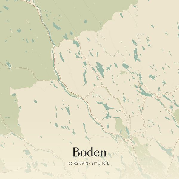 Vintage map of Boden, Sweden. by Prints of Place