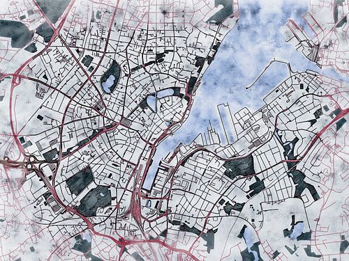 Carte de Kiel centrum avec le style 'White Winter'