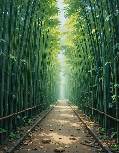 A Sun-Drenched Journey Through a Misty Bamboo Cathedral