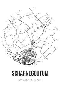 Scharnegoutum (Fryslan) | Landkaart | Zwart-wit van Rezona