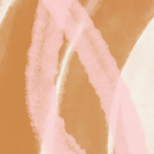 Kleurrijk abstract schilderij in pastelroze, terracotta, wit