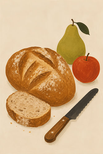 Bread and Fruit – A cosy kitchen scene