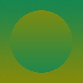 Neon-Kunst. Bunte minimalistische geometrische abstrakte in grün und senfgrün von Dina Dankers