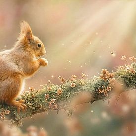 Kleiner Träumer auf einem Ast von Miranda Geerts Art