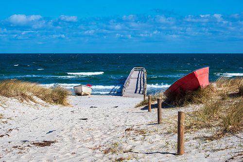 Vissersboten aan de Oostzeekust bij Zingst op Fischland-Darß