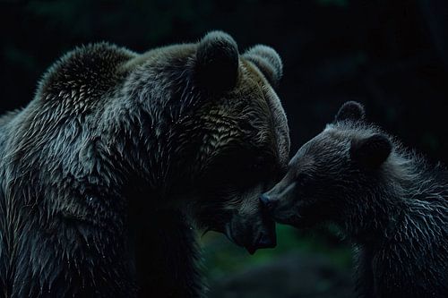 Moment d'intimité entre ours dans la forêt