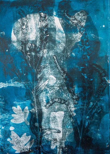 Botanical plants print Blue by Angela Peters