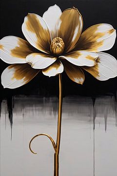 Abstract Golden Sepia Floral Art Piece by De Muurdecoratie