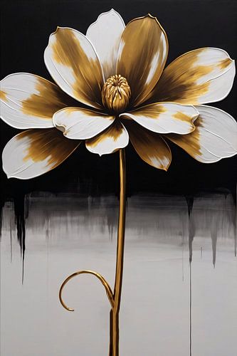 Abstract Golden Sepia Floral Art Piece