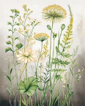 Botanische Illustration: Flötenkraut und Gräser von Studio Pieternel