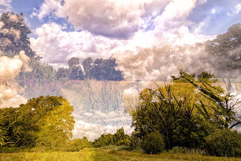 Paysage d'Utrecht (double exposition) par Tot Kijk Fotografie: natuur aan de muur