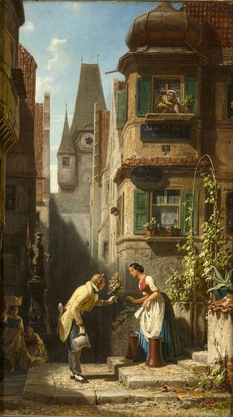 Carl Spitzweg, The Everlasting Bridegroom (Bern in Switzerland) - 1858 - 1860 by Atelier Liesjes