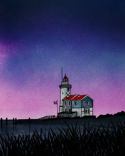 The Horse of Marken at dusk | Watercolour painting | 4:5 aspect ratio by WatercolorWall