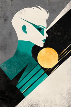 Futuristic portrait with geometric shapes by Poster Art Shop
