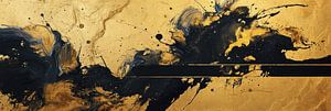 Gold abstract panorama art Asian van Digitale Schilderijen