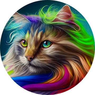 Portret van een Perzische kat met regenbooghaar van Animaflora PicsStock