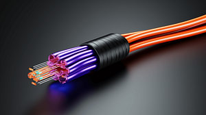 Glasfaserkabel für schnelles Internet in Neonfarben