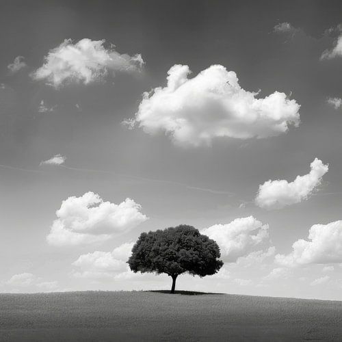 Zwart-wit bomenlandschap - Dramatische natuurfotografie voor moderne woonruimtes
