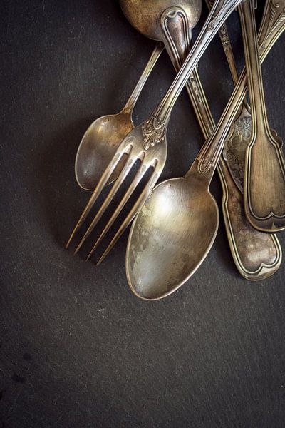Old spoons and forks by Elly de Vries