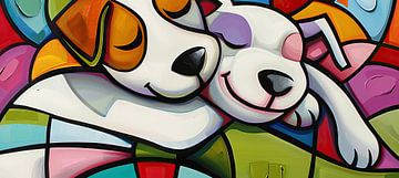 Playful Canine Kaleidoscope van Blikvanger Schilderijen