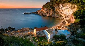 Little fishing cottages on the Cala Llebeig Costa Blanca Spain