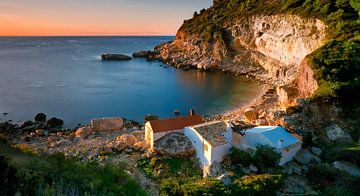 Little fishing cottages on the Cala Llebeig Costa Blanca Spain by Peter Bolman