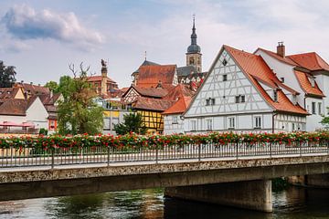 Historische oude binnenstad van Bamberg aan de rivier de Regnitz