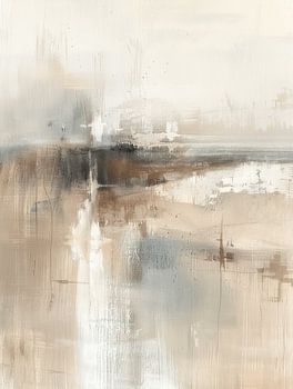 Abstract landscape in neutral tones, Japandi style