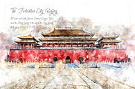 Verbotene Stadt, Aquarell, Peking von Theodor Decker Miniaturansicht