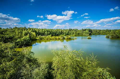Hemels meer in het groen
