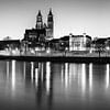 Magdeburg Skyline Panorama black and white by Frank Herrmann