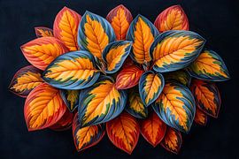 Stilisierte Herbstblätter auf dunklem Hintergrund von Art & Soul Creations