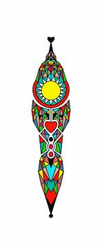 Spirituele mandela structuur Maori met stralende zon van Miriam Heckmann