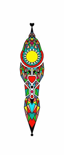 Spiritual mandela structure Maori with shining sun