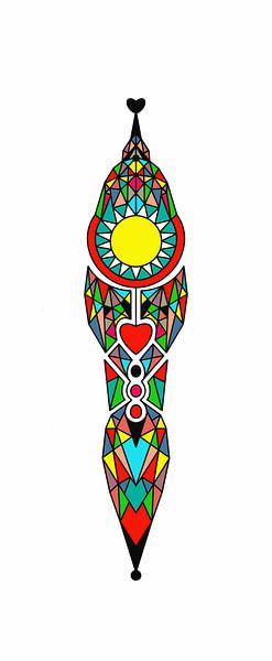 Spiritual mandela structure Maori with shining sun by Miriam Heckmann