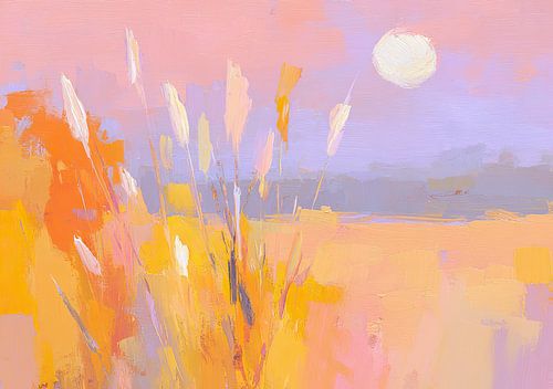 Abstract meadow landscape in pastel