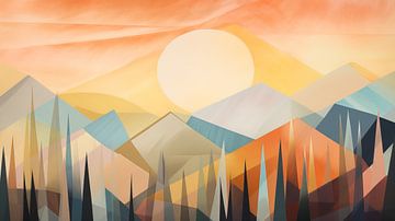 Abstract natural landscape in geometric shapes by Black Coffee