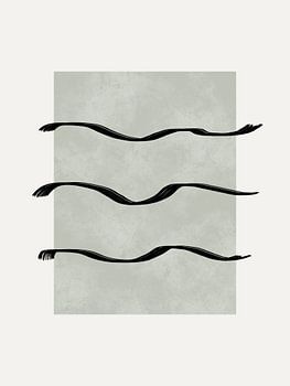 Minimalistisches Japandi-Kunstwerk mit salbeigrüner Oberfläche und Pinselstrichen