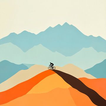 Mountainbikers op heuvels van Poster Art Shop