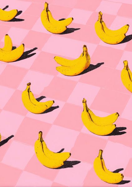 Banana pattern on a pink chequered background by Niklas Maximilian