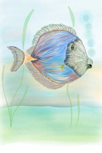 Line drawing artwork VIS in the colours blue and green by Studio Spanjersberg