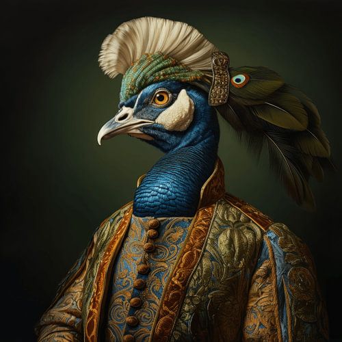Portret van een adelijke pauw