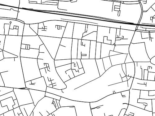 Kaart van Tilburg Centrum in Zwart Wit