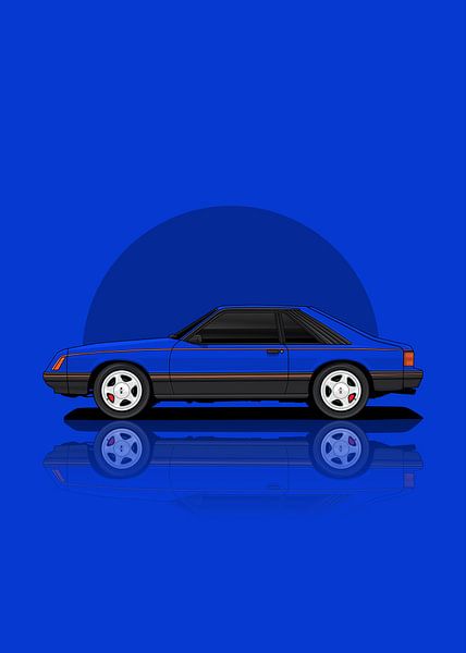 Kunst 1979 Ford Mustang Cobra blauw van D.Crativeart