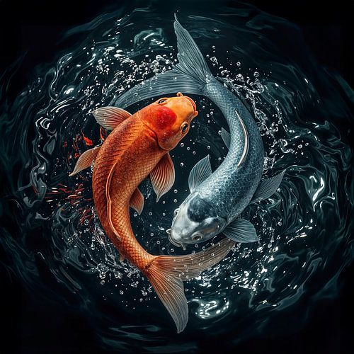 Yin &amp; Yang Koi — Harmonie in Water en Vorm