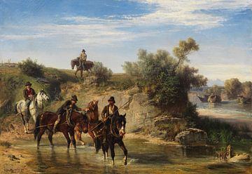 LUDWIG HARTMANN, Gué sur l'Isar près de Tölz, 1861