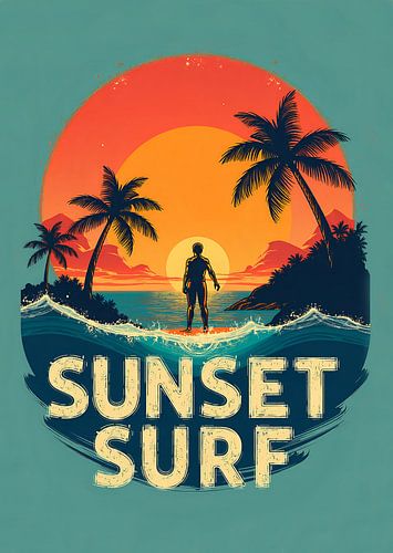 Vintage-Surfplakat, die Freiheit des Surfens mit Retrocharme