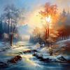 Prachtig wintertafereel in warme kleuren. van Patricia Hofmeester