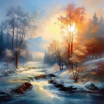 Schöne Winterszene in warmen Farben.